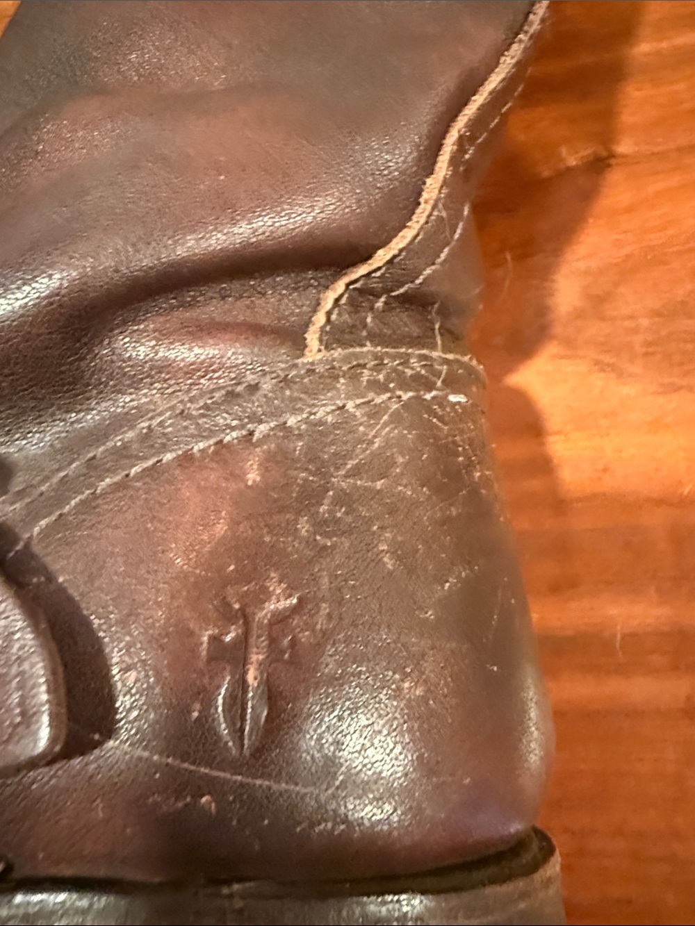 Frye Tall Buckle Veronica Slouch Leather Boot - Brown, Size 6.5-7, Buckle Damage - Picture 11 of 15